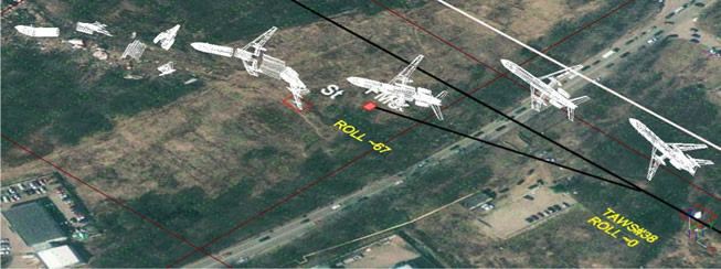 A reconstruction of the in-flight airframe disintegration.