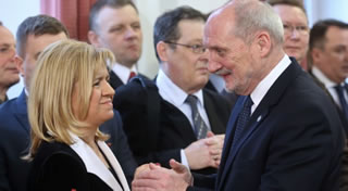 Ewa Blasik with Poland's Minister of Defense, Antoni Macierewicz.