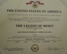 Lt. Gen. Andrzej Blasik Legion of Merit