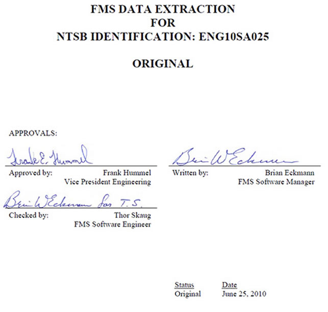 FMS Data Extraction for NTSB Identification: ENG10SA025.  Polish Government TU-154 Crash Investigation.
