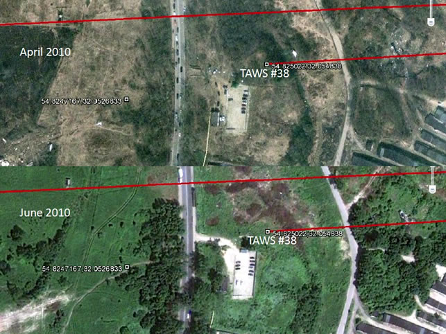 Satellite Images of the Area Where the Last TAWS Event Has Occurred (April and June 2010)