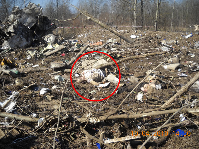 Smolensk Crash victim at the crash site.